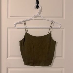 Garage Khaki Green Bungee Strap Crop Top